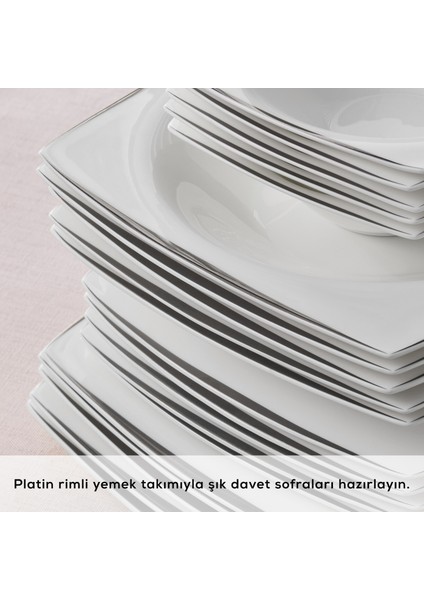 Fine Pearl Agate 58 Parça 12 Kişilik Yemek Takımı Platin