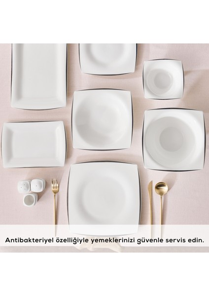 Fine Pearl Agate 58 Parça 12 Kişilik Yemek Takımı Platin