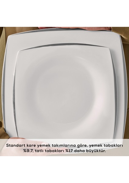 Fine Pearl Agate 58 Parça 12 Kişilik Yemek Takımı Platin
