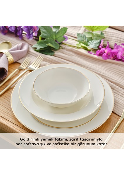 Elegance Bone Lexi 56 Parça 12 Kişilik Yemek Takımı Gold