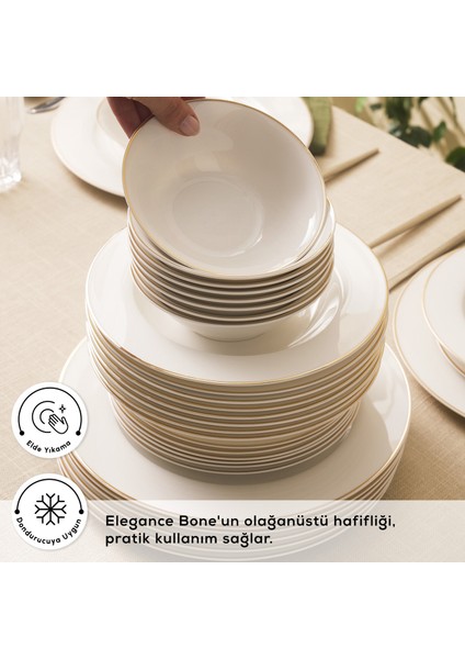 Elegance Bone Lexi 56 Parça 12 Kişilik Yemek Takımı Gold