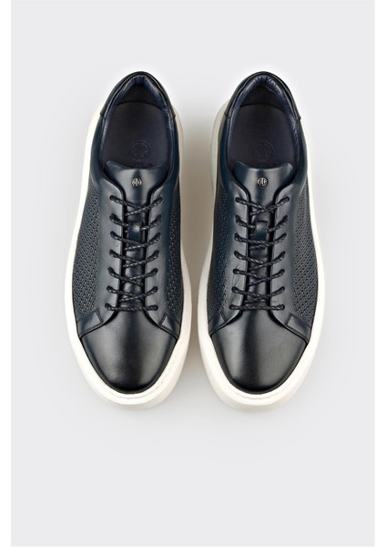 Lacivert Deri Erkek Günlük Ayakkabı fırsatları