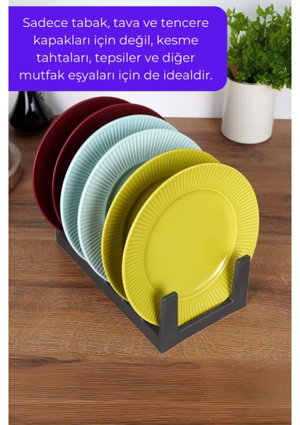 2 Adet 6 Bölmeli Tencere Tava Kapağı ve Tabak Düzenleyici Tabaklık-Çekmece Dolap Içi Düzenleyici indirimleri