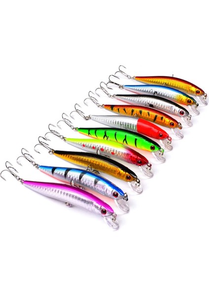 10 Adet/takım 10CM 8.5g Zoka Yapay Balık Striped Üçlü Kanca Yapay Lazer Sert Krank Yem Için Çizgili Bas