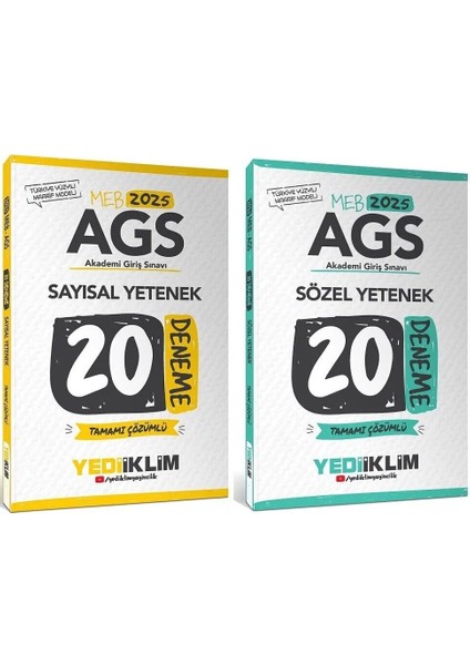 Yediiklim 2025 Meb-Ags Sayısal + Sözel Yetenek 20+20 Deneme 2 Li Set Yediiklim Yayınları
