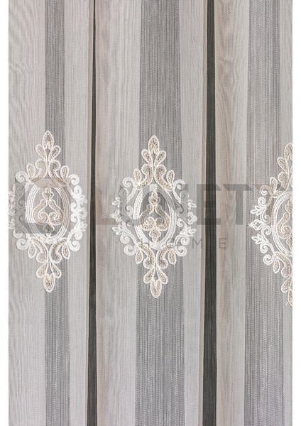 Kullanıma Hazır Safir Desen Dantelli Krem Renk (1x3) Sık Pileli Tül Perde indirimleri