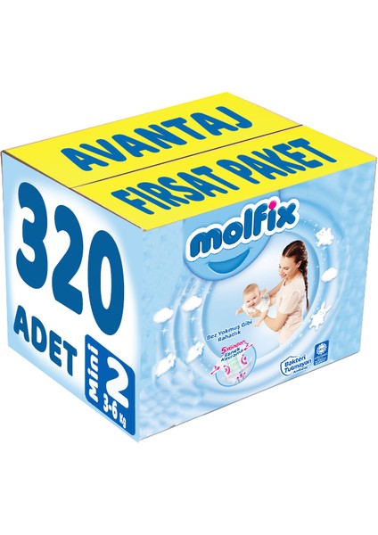 Bebek Bezi Beden:2 (3-6kg) Mini 320 Adet Avantaj Fırsat Pk