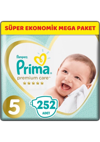 Premium Care Bebek Bezi Beden:5 (11-16KG) Junior 252 Adet Süper Ekonomik Mega Pk