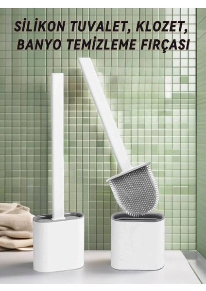 Silikon Kolozet Banyo Tuvalet Fırçası Beyaz Renk