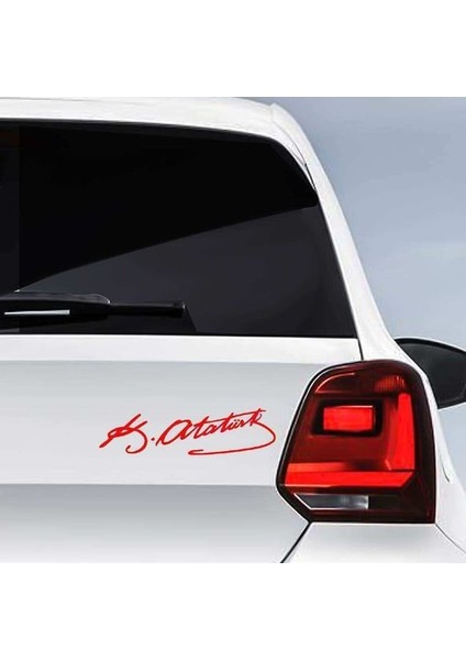 K.atatürk Imzalı Oto Sticker Küçük Kırmızı 20X5CM fiyatları