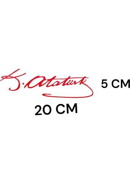 K.atatürk Imzalı Oto Sticker Küçük Kırmızı 20X5CM modelleri