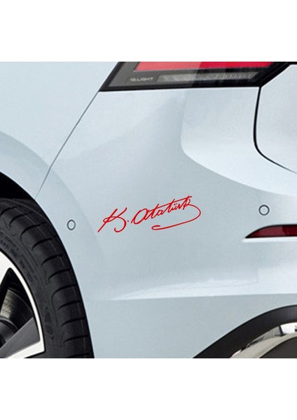 K.atatürk Imzalı Oto Sticker Küçük Kırmızı 20X5CM fırsatları