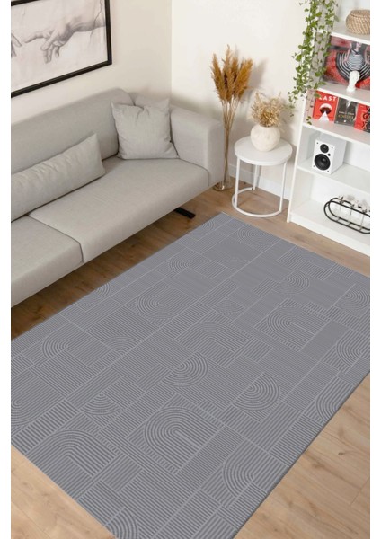 Akasya AK005 Gri Uzun Ömürlü Yumuşak Dokulu Salon Mutfak Koridor Oturma Odası Yolluk Halı