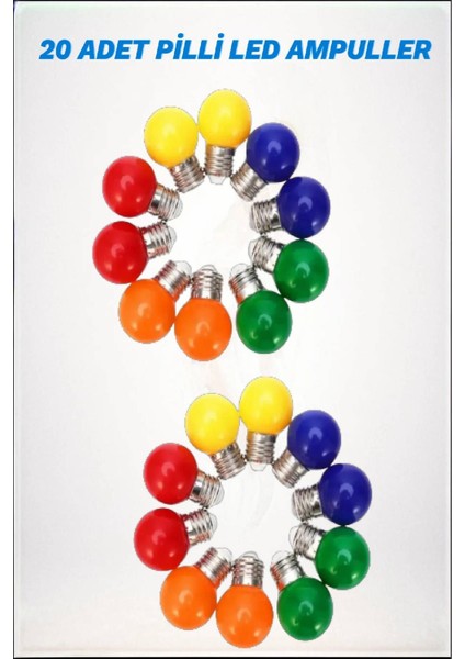 20 Adet Renkli Renkli Dış Mekan Uyumlu LED Ampulleri