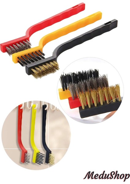 3'lü Temizlik Fırçası. Fırın, Lavabo, Aspiratör, Ocak, Musluk Kenarları / Bakır Naylon Tel Fırça fiyatları