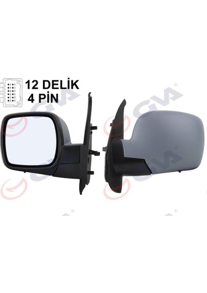 Dış Dikiz Aynası Sol Kangoo 08 Elektrikli Isıtmalı Astarlı Konveks 5 Fiş VM-6131EHPL