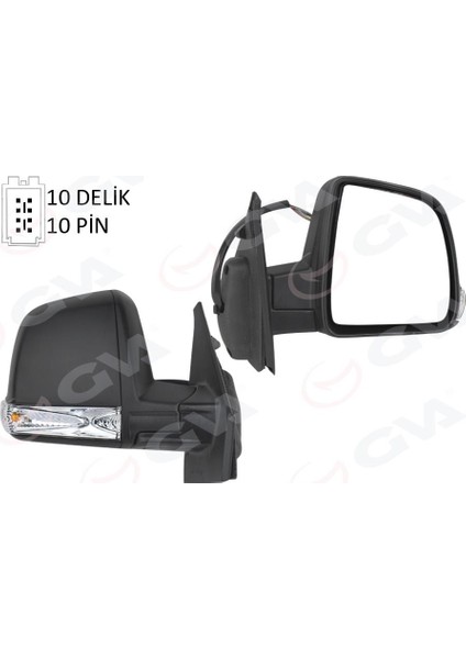 Dış Dikiz Aynası Elektrikli Sağ Doblo Iıı 2011 Md. Sinyalli Katlanır / Power Flok Desenli 10 Fiş