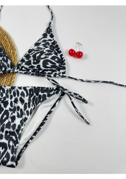 Leopar Desenli Üçgen Ipli Kadın Bikini Takımı fiyatları