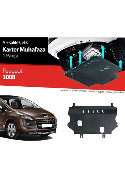 Peugeot 3008 Çelik Karter Muhafaza Koruma 2009 2010 2011 2012 2013 2014 2015 2016