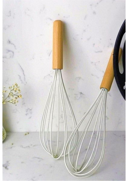 Bambu Saplı Silikon Çırpıcı Krem 1 Adet