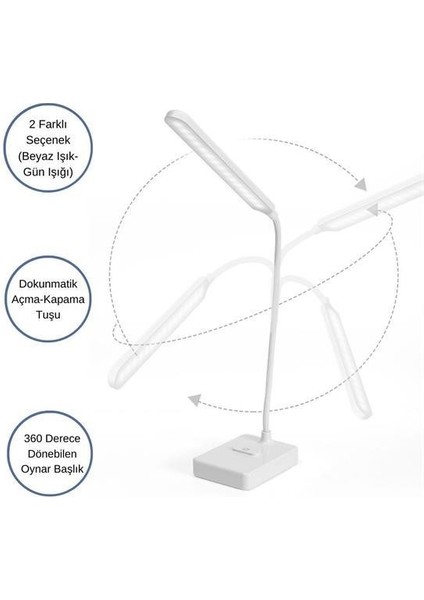 Ince Uzun Usbli Dokunmatik 3 Kademeli 360 Derece Özel Göz Korumalı LED Lityum Masa Lambası fırsatları