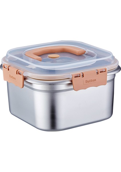 2600 ml Paslanmaz Çelik Kare Mühürlü Taşınabilir Sebzelik Kapaklı Kutu (Yurt Dışından)