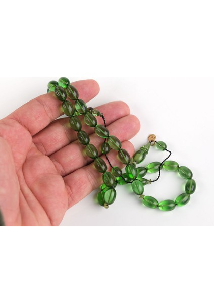 Zar Kehribar Beyzi Kesim 7.5X11.5mm Tesbih -Şeffaf Yeşil fiyatları