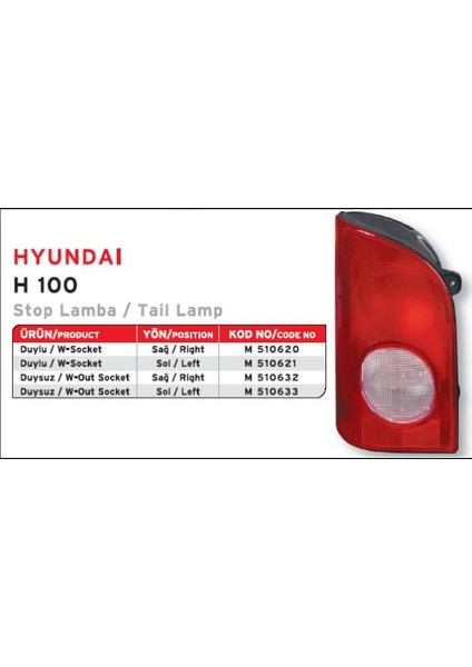 Stop Lambası Duysuz Sol H100