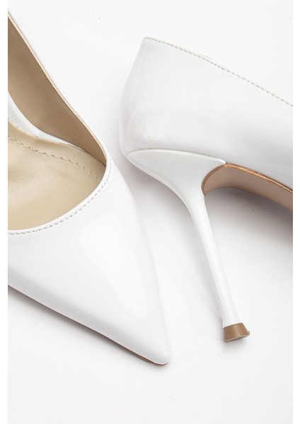 Dorethy Kadın Topuklu Ayakkabı Beyaz Rugan Stiletto modelleri