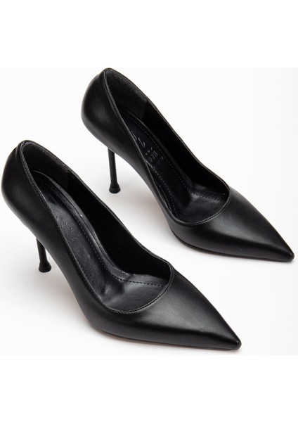 Dorethy Kadın Topuklu Ayakkabı Siyah Cilt Stiletto modelleri