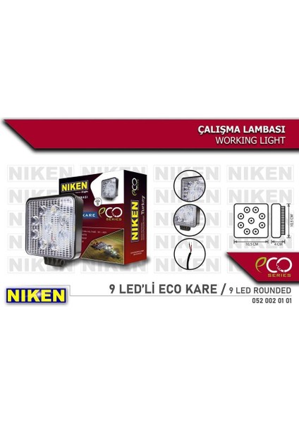 Calısma Lambası Eco 9 Ledli Kare