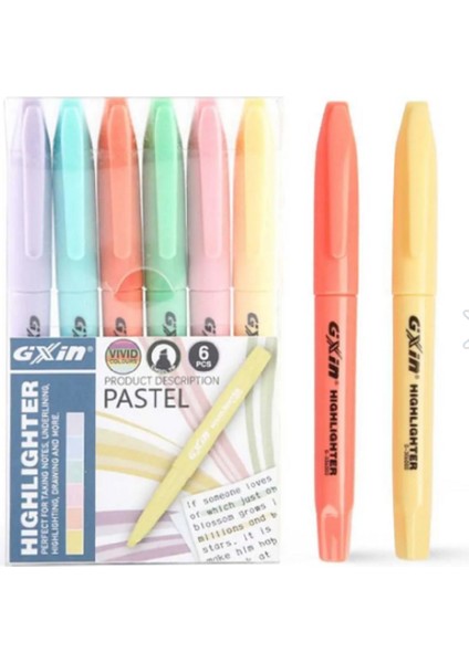 Pastel Highlighter 6 Renk Pastel Fosforlu Kalem Seti Kalem Tipi / Highlighter Pastel