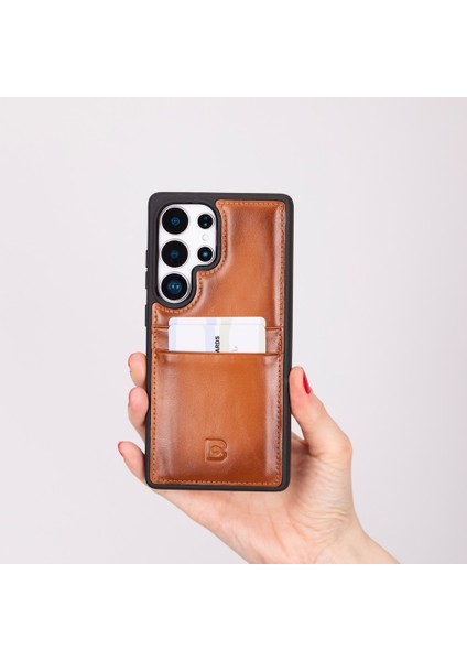 Samsung Galaxy S25 Ultra Uyumlu Deri El Yapımı Kart Yuvalı Kılıf Gölgeli Taba fiyatları