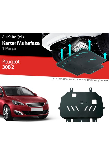 Peugeot 308 Çelik Karter Muhafaza Koruma 2013 2014 2015 2016 2017 2018 2019