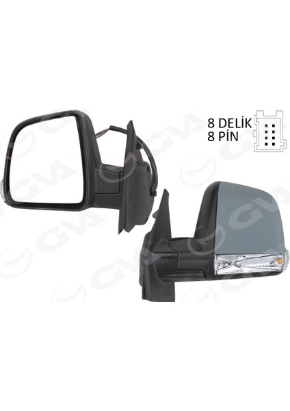 Dış Dikiz Aynası Elektrikli Sol Doblo Iıı 2011 Md. Sinyalli Katlanır / Power Flok Astarlı 8 Fiş