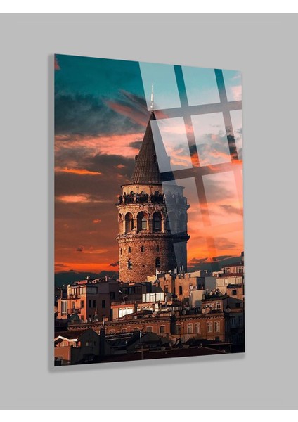Galata Kulesi Istanbul Görseli Ev, Ofis, Hediyesi Cam Tablo Temperli 4mm