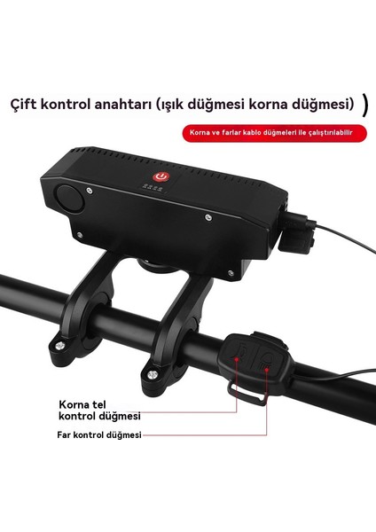 Büyük Kapasiteli Bisiklet Korna USB Çıkış Fonksiyonu Yatay Plaka (Yurt Dışından)
