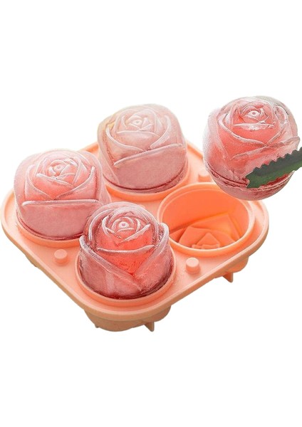 Ev Buz Yapma Dört Bölmeli Gül Buz Topu Silikon Buz Kalıbı (Yurt Dışından)