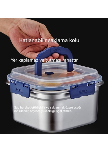 2600 ml Paslanmaz Çelik Kare Mühürlü Taşınabilir Sebzelik Kapaklı Kutu (Yurt Dışından) fiyatları