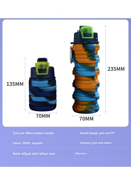 500ML Doğa Sporları Taşınabilir Silikon Katlanır Su Bardağı (Yurt Dışından) indirimleri
