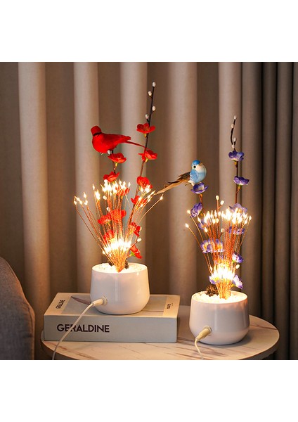 LED Parlayan Kırmızı Kuş Saksı Yatak Odası Atmosfer Dekorasyon Şekilli Fener (Yurt Dışından) fiyatları