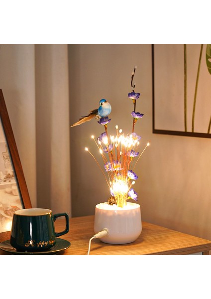 LED Parlayan Kırmızı Kuş Saksı Yatak Odası Atmosfer Dekorasyon Şekilli Fener (Yurt Dışından) fırsatları