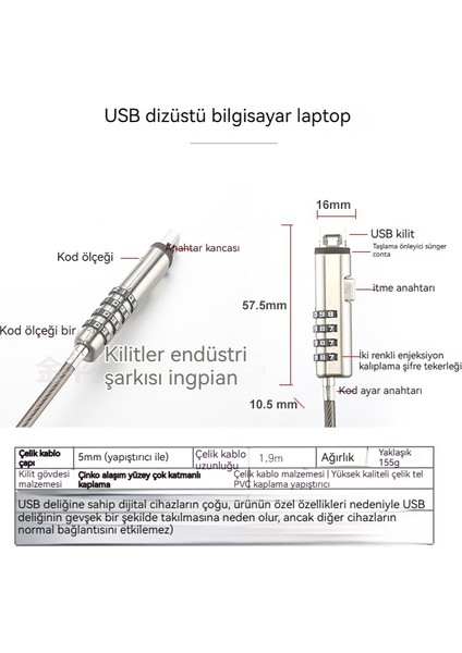 Genel Amaçlı Dizüstü Bilgisayar Dijital Cihaz Şifre Kilidi (Yurt Dışından) fiyatları