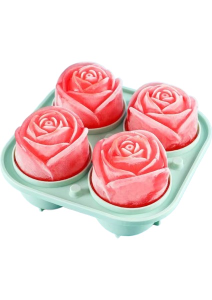 Ev Buz Yapma Dört Bölmeli Gül Buz Topu Silikon Buz Kalıbı (Yurt Dışından)