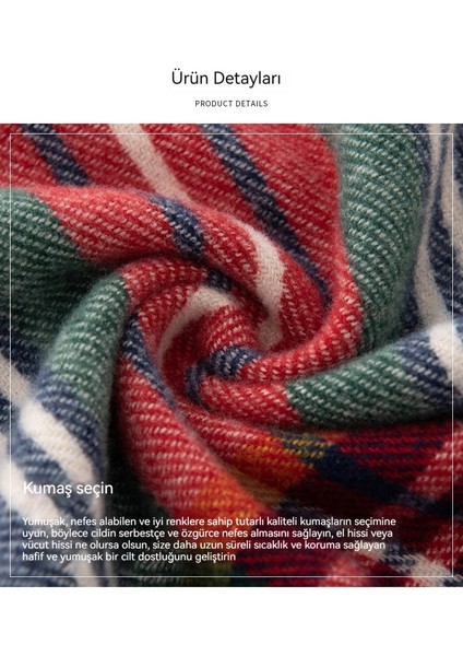 Kış Noel Ekose Kadın Sıcak Taklit Kaşmir Eşarp Şal (Yurt Dışından) fiyatları