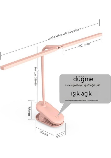 Öğrenci Masaüstü Klip LED Şarj Edilebilir Masa Lambası (Yurt Dışından)
