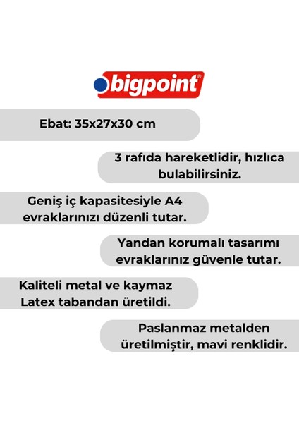 | Metal Perfore Evrak Rafı, 3'lü Set, Mavi, Dayanıklı Metal Yapı, A4 ve Letter Evraklar Için Uygun fiyatları