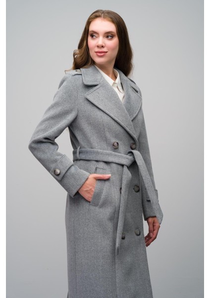 Apolet Detaylı Kruvaze Uzun Boy Kaban A.gri 3056 fırsatları