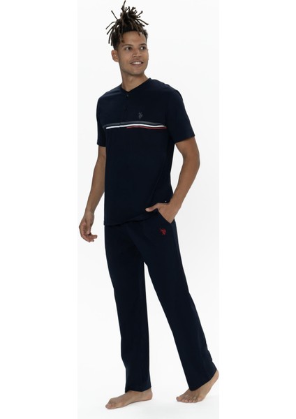 Us Polo Erkek Büyük Beden Pijama Takım, Bisiklet Yaka Düğmeli, Cep Detaylı modelleri