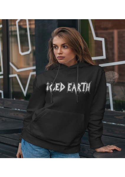 Iced Earth - The Dark Saga' Baskılı Hoodıe & Dar Kalıp Sweatshırt modelleri